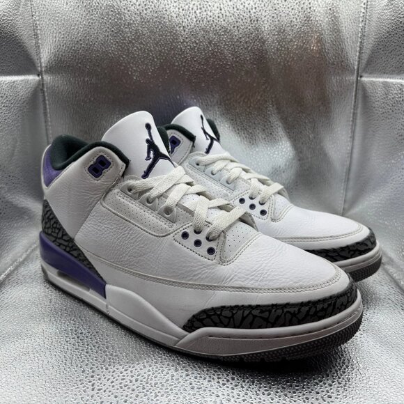 Size 11 Nike Air Jordan 3 Retro Dark Iris White Mens Lace Up Sneakers CT8532-105 - Picture 1 of 13
